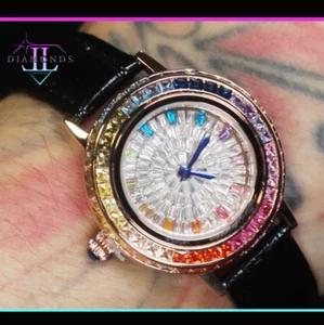 Reloj Rainbow Diamond, Reloj Celestial, Reloj Mujer Correa Cuero, Reloj Estrella - Imagen 1 de 9