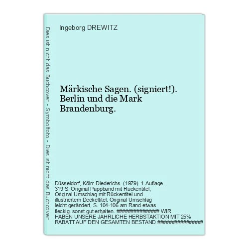 Märkische Legends. (signed!). Berlin and the Mark DREWITZ, Ingeborg (Ed.): - Image 1 of 1