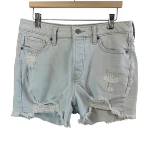 Old Navy O.G. Straight High Rise Distressed Denim Shorts Sz 6 Light Wash Raw Hem - Picture 1 of 7