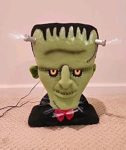 Testa di Frankenstein Dept 56 Halloween in fibra ottica 17"ht x 14"w che cambia colore. - Foto 1 di 6