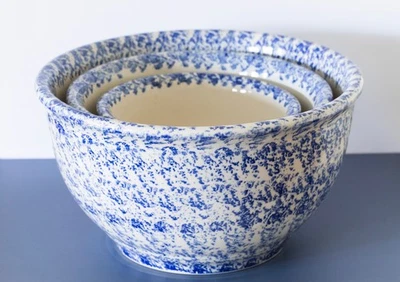 VTG  Williams Sonoma Grand Cuisine Ceramic Nesting Mixing Bowl Set x 3 Farmhouse - Image 1 of 4