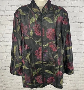 Giacca foderata stile kimono leggero con perline floreali in seta Chico’s taglia 2 US 12 - Foto 1 di 17