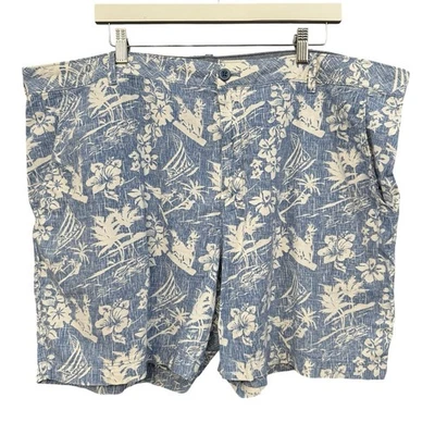 Pantalones Cortos IZOD Agua Salada Para Hombre 42x7 Azul Blanco Hawaiano Estampado Floral Algodón Foto 1 de 4