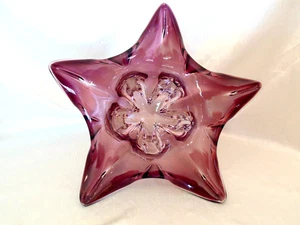 Vtg Murano Art Glass Huge Purple to Clear Centerpiece Bowl Starfish 12X5" MCM - Picture 1 of 6