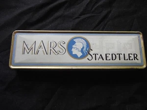 Vintage MARS J.S. Staedtler Empty Tin Pencil Box made in Germany - Foto 1 di 3