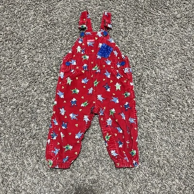 Vintage Oshkosh B'Gosh Vestbak Corduroy Overalls Size 12M USA Mice & Cheese  - Image 1 of 4