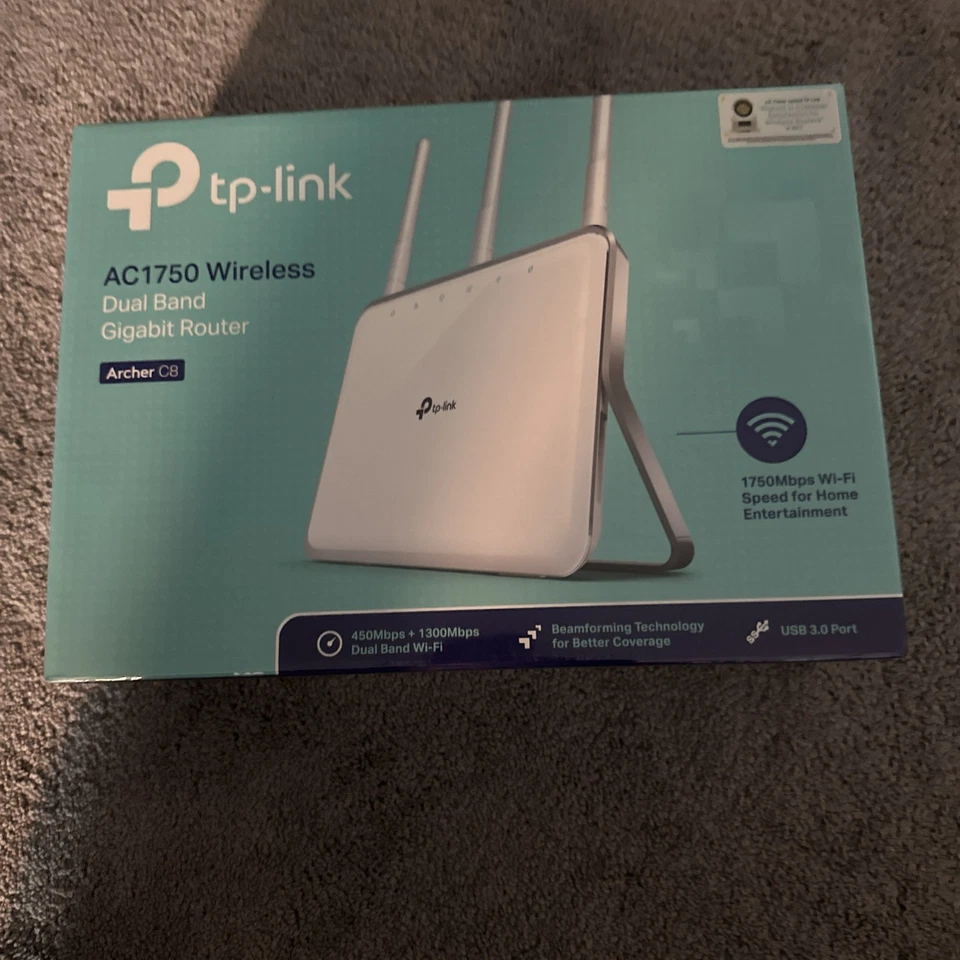 TP-LINK Archer C8 AC1750 Wireless Dual Band Gigabit Router White - Brand New! - Image 1 of 1