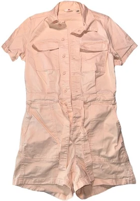 Levis Womens Denim Romper Utility Shorts Light Peach Pink Surplus Size Medium - Image 1 of 4