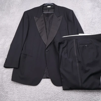 Brioni Esmoquin Hombres 48 Chaqueta 42x29 Pantalones Negro Satinado Solapa Italia Lana 2 Piezas Foto 1 de 4