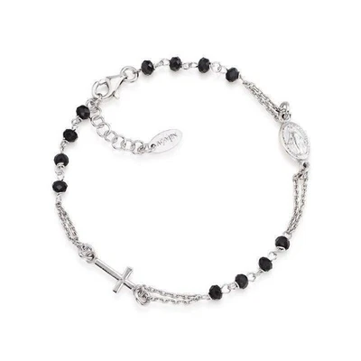 Bracciale Rosario Donna Amen BROBN3 Argento 925 Cristalli Neri Raffinato - Immagine 1 di 3