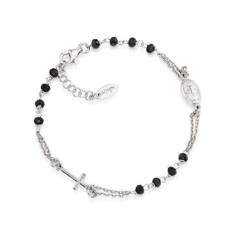 Bracciale Rosario Donna Amen BROBN3 Argento 925 Cristalli Neri Raffinato - Immagine 1 di 3