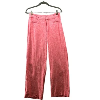 Pantalones Linea Donna Mezcla de Lino Mujer S Rosa Tiro Medio Pierna Ancha 28"" Cintura Foto 1 de 4