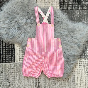 Noe & Zoe Neon Hot Pink Stripes And Stars Shortalls Size 10Y (MSRP $91) - Picture 1 of 5
