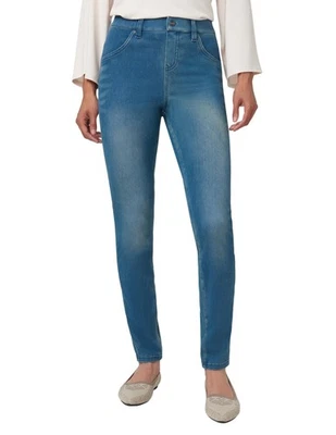 Leggings jeans femininas HUE cintura alta ultra macia Windsor azul lavagem 3X - Imagem 1 de 4