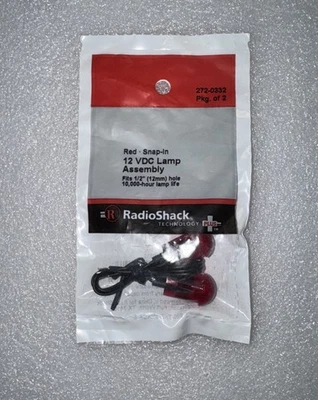 RadioShack Red Snap-In (1/2” Hole) 12VDC Lamp Assembly (2 Pack) 272-0332. New! - Image 1 of 4