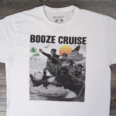 Camisa gráfica Riot Society para hombre Booze Cruise talla mediana George Washington blanca Foto 1 de 4