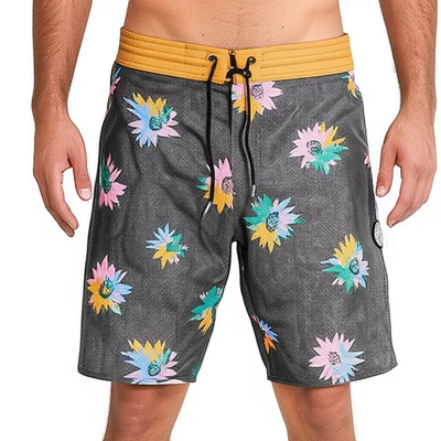 VOLCOM Board Shorts Mens Size 33 Dark Grey Floral High Rise Drawstring Surf - Image 1 of 4