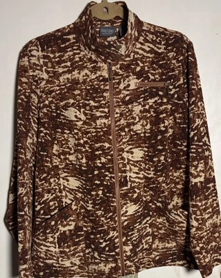 Blusa ADICIONES by Chico's Camuflada Marrón Para Mujer Cremallera Completa Manga Larga Talla 2 (12) Foto 1 de 3