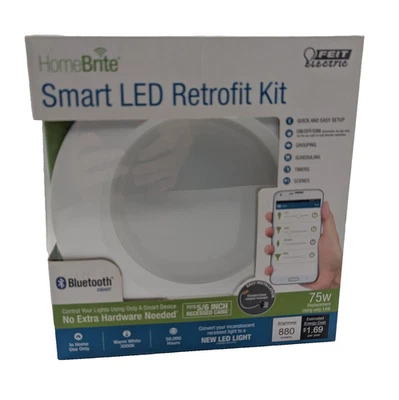 FEIT HomeBrite Smart Bluetooth LED 5” 6”Recessed Cans Retrofit Light Kit New - Image 1 of 4