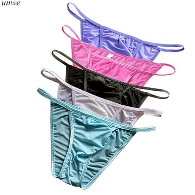 UNWE Sexy Para Hombres Tanga Bikini Cuerda Estrecho Brillante Rayas Traje de Baño Nailon Bikini Foto 1 de 4