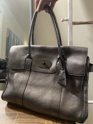 Bolso de Hombro Mulberry Bayswater Cuerpo Suave Metálico Cuero Gris Cálido, Bueno Foto 1 de 4