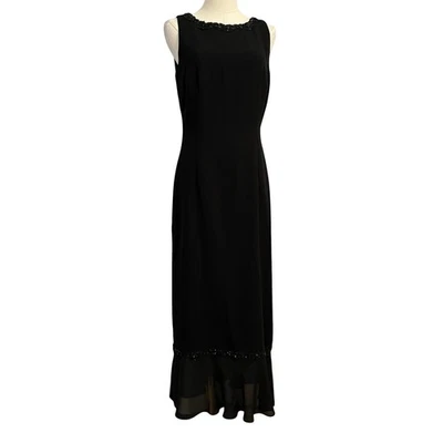 Maxi Vestido de Noche Donna Morgan Para Mujer Talla 6 Negro Sin Mangas Lentejuelas Hadas Formal Foto 1 de 4