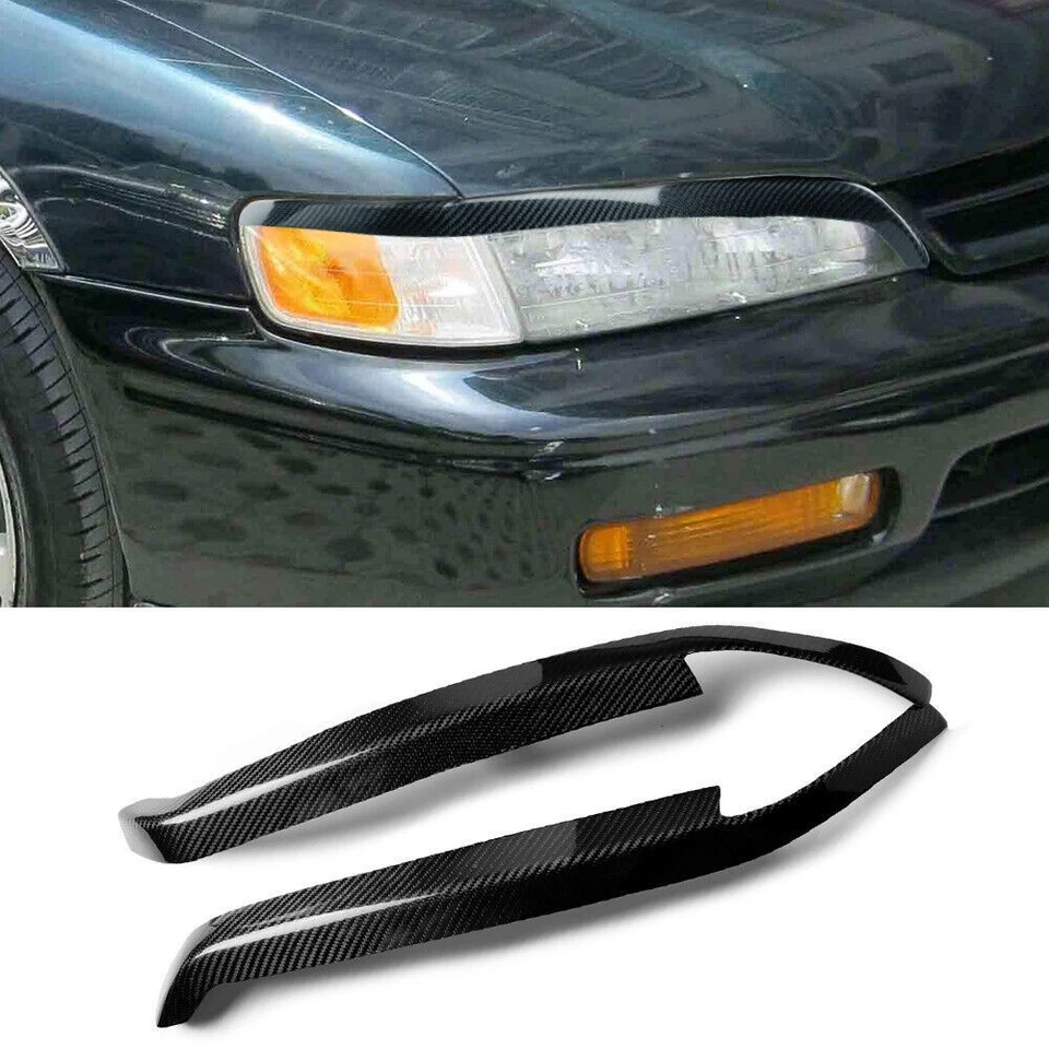 Faro delantero de fibra de carbono real borde de cejas párpado para Honda Accord 1994-1997 Foto 1 de 4