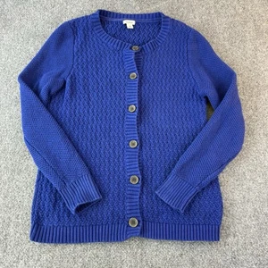 LL Bean Sweater Womens Blue Medium Cardigan Knit Long Sleeve Round Neck - Picture 1 of 11