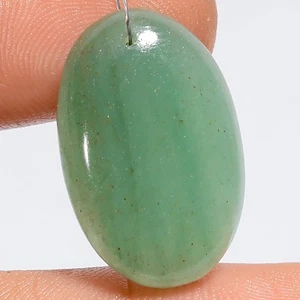 Natural Green Aventurine Oval Cabochon Drilled Gemstone 18 Ct 23X14X4 mm A-35115 - Picture 1 of 2