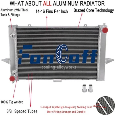 Radiador de 2 fileiras ajuste de alumínio 1998-2004 1999 2002 2003 Volvo V70 C70 S70 2.3/2.4L - Imagem 1 de 4