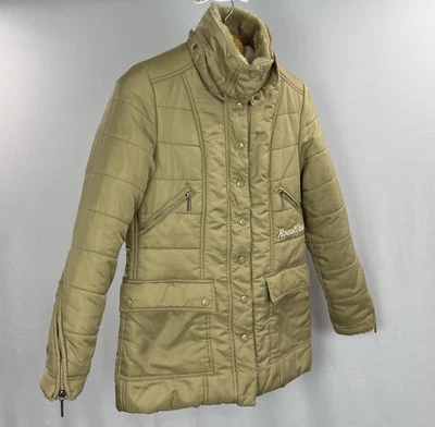 VTG Y2K Rocawear Puffer Jacket Long Coat Gold Hip Hop 90s Women Medium Insulated - Image 1 of 4