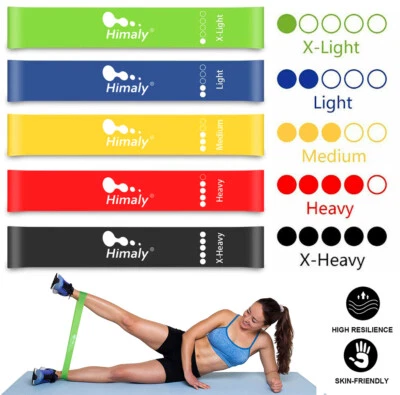 HIMALY 5 tlg Fitnessbänder Widerstandsbänder Gymnastikband Resistance Expander Set Yoga