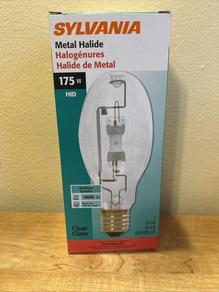 Sylvania ~ Clear, ED28, 175 Watt HID Metal Halide Metal Arc Lamp Light Bulb M57 - Image 1 of 1