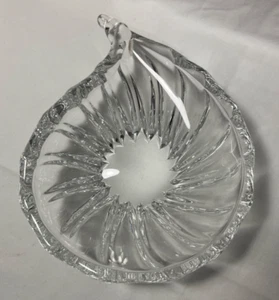 Vintage Marcolin Sweden 7 3/8" Crystal Art Glass Swirl Candy Trinket Dish Marked - Picture 1 of 9