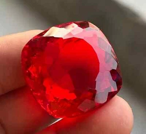 80+Ct Natural Shiny Orange Fire Opal Certified Mexican Cushion Cut BEST Gemstone - Picture 1 of 6