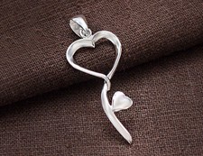 Pendant 15x32 mm. Polish Finished 1 of 925 Sterling Silver Heart