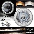 7" Stock Headlight Headlamp White Smd Halo Angel Eye Light 18/24W Led Bulb Each