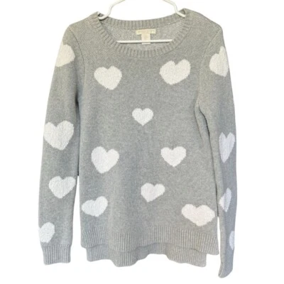 Suéter Christian Siriano Estampado Corazón Cuello Redondo Gris y Blanco 100% Algodón Pequeño Foto 1 de 3