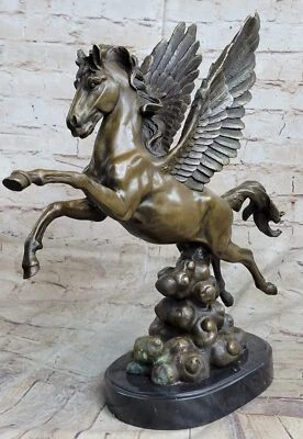 Unterzeichnet Auguste Moreau Pegasus Bronze Fantasie Skulptur Auf Marmor Heißguß - Bild 1 von 4