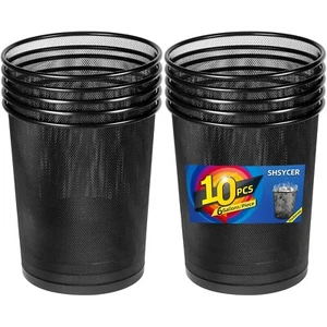 Office Black Mesh Trash Cans, 10-Pack 6 Gal Mesh Office Trash Cans - Picture 1 of 9