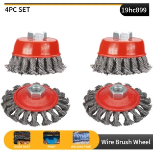 4Pcs Rotary Steel Twist Knot Semi Flat Wire Brush Disc Cup Set For Angle Grinder - Picture 1 of 8