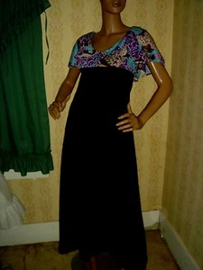 Vtg Prom dress 70s 1970s long gown empire waist flutter sleeve XS BUST=30 womens - Picture 1 of 4
