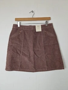 F&F Mauve Corduroy Style Mini Skirt Zip Details BNWT UK Size 12 - Picture 1 of 6