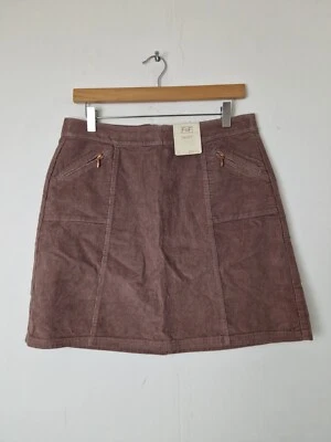 F&F Mauve Corduroy Style Mini Skirt Zip Details BNWT UK Size 12 - Image 1 of 4