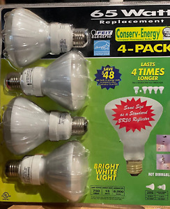 Conserv-Energy Compact Fluorescent Light Bulbs 65 Watt Feit Electric Pack of 4