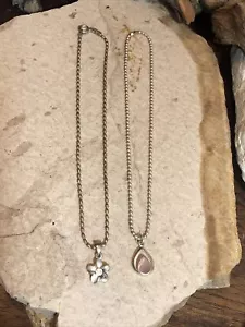 Vintage 925 Sterling Kugelkette Rose Quarz Tropfen, Plumeria Blume ZWEI Knöchel - Bild 1 von 13