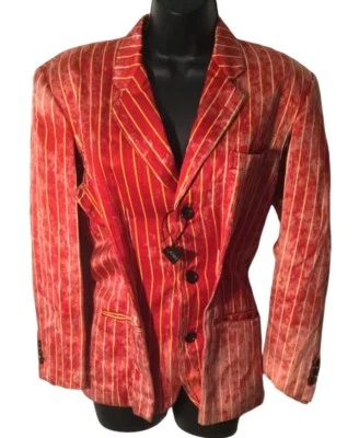Blazer vintage COMME DES GARCONS 1991 rojo lavado ácido rayas deconstruido S Foto 1 de 4