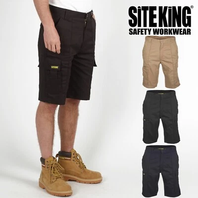 SITE KING Mens Cargo Combat Work Shorts Size 28 to 52 Black Navy Khaki WORKWEAR - Image 1 of 4