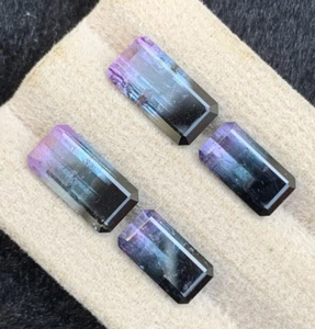 9.58 CRT TricolorTourmalinepairssetNatural Earth Mined Unheated Faceted - Picture 1 of 5