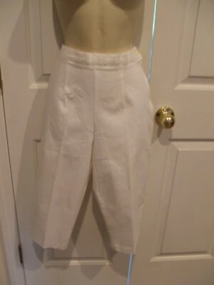 Nuevo Pantalón Capri Casual Esquinero MEZCLA ALGODÓN ELÁSTICO BLANCO Talla 4-ENTREPIERNA-17 Foto 1 de 2